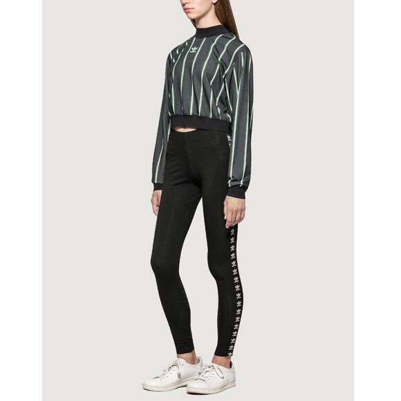 ADIDAS Special Edition Sweatshirt Sweater Crop Top Mint Green Striped Active XL - Picture 2 of 13